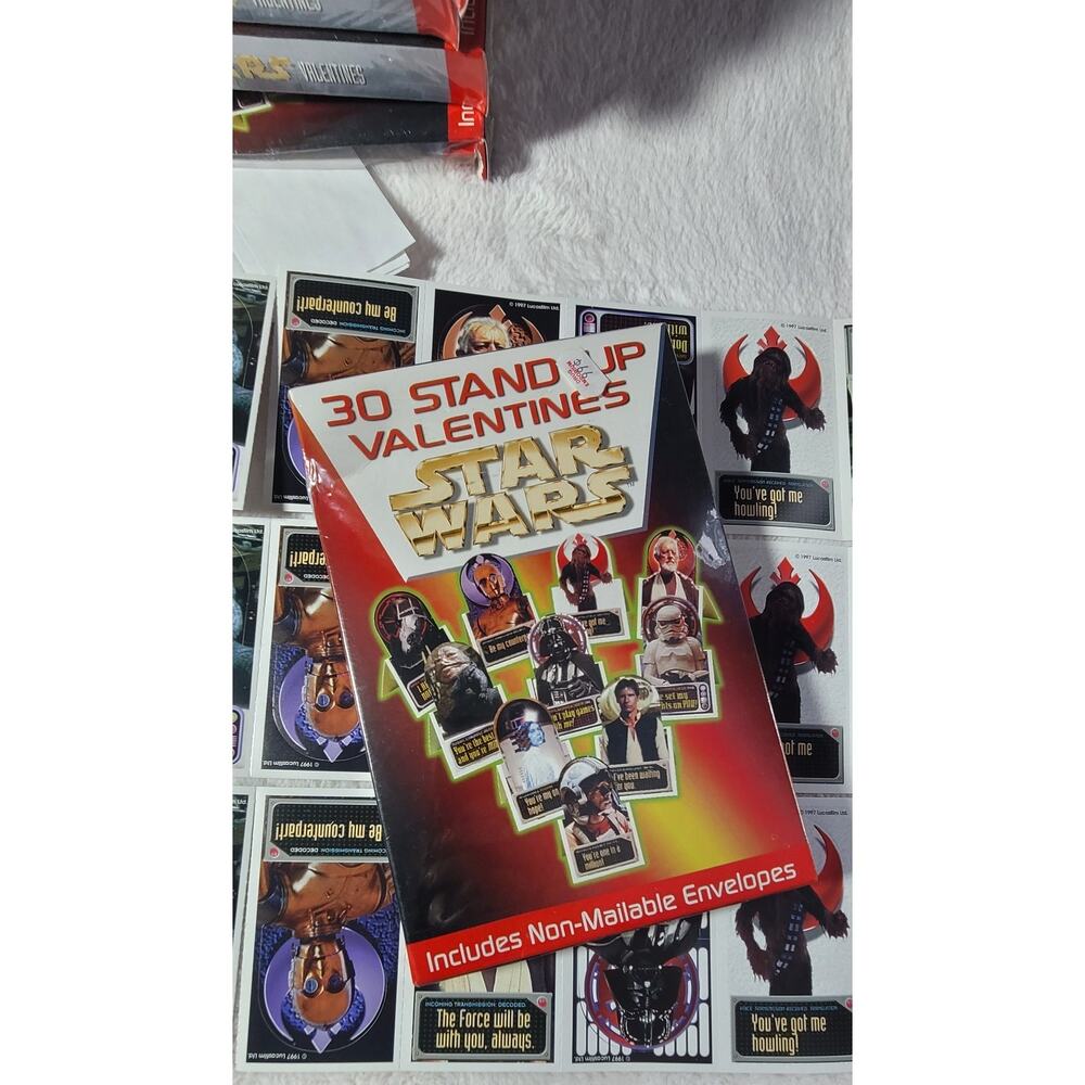 Star Wars 30 Stand Up "4" x "2 1/4" Valentines Cards 1997 Paper Magic Vintage